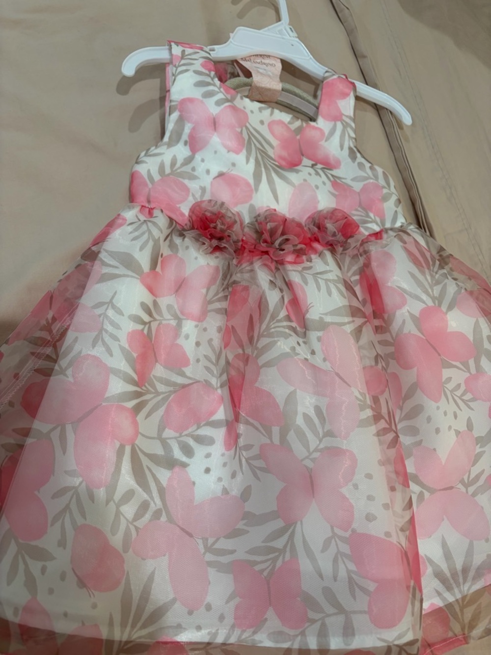 Girls' Pink Floral Organza Party Dress & Headband.